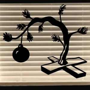 Charlie Brown Tree Window Cling Christmas Mirrors Stickers Christmas Decor Glass