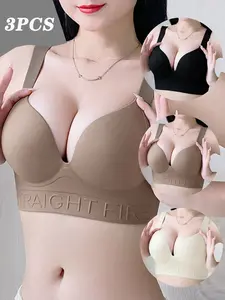3-Pack Summer Thin Breathable Wireless Bras Underwear, Soft Sensual Underwire-Free Lifting Bra, Massage Grains Cup Daily Casual Wear