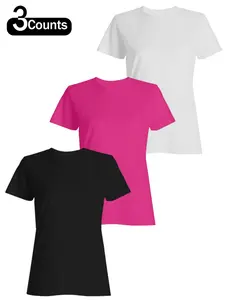 Women's Solid Color Raglan Sleeve Sports Tee, Casual Sporty Round Neck Short Sleeve T-Shirt for Yoga Gym Workout, Ladies Sportswear for All Seasons