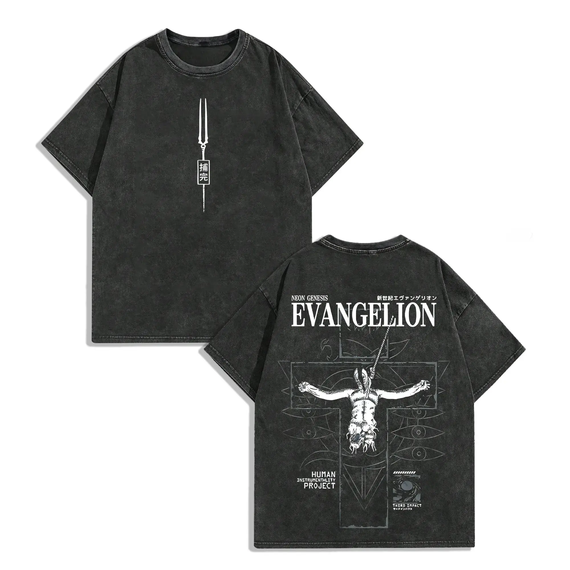 Evangelion Washed T-Shirt, Game Shirt, Crewneck, Casual Graphic Tee,  Heavyweight Cotton T-shirt, Anime Merch, Top Tshirt Streetwear graphic tees Oversized Fabric heavy cotton casual streetwear vintage usa classic crewneck t-shirt