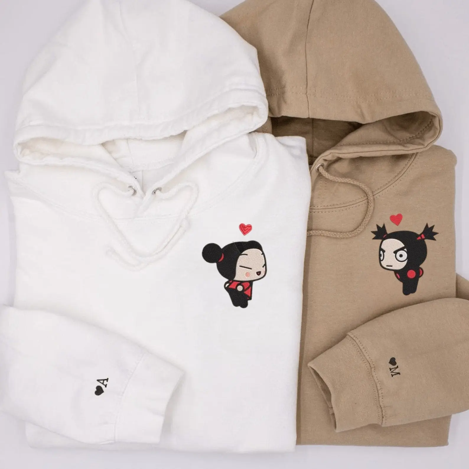 Pucca Garu Cartoon Couple - Custom Embroidered Sweatshirts For Partners