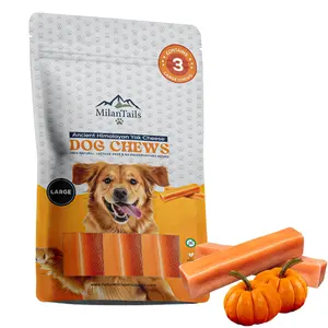 MilanTails Premium Gold Yak Cheese Himalayan Dog Chews, Dog Treats for Dogs, All Natural, High Protein, for Aggressive Chewers (Pumpkin))