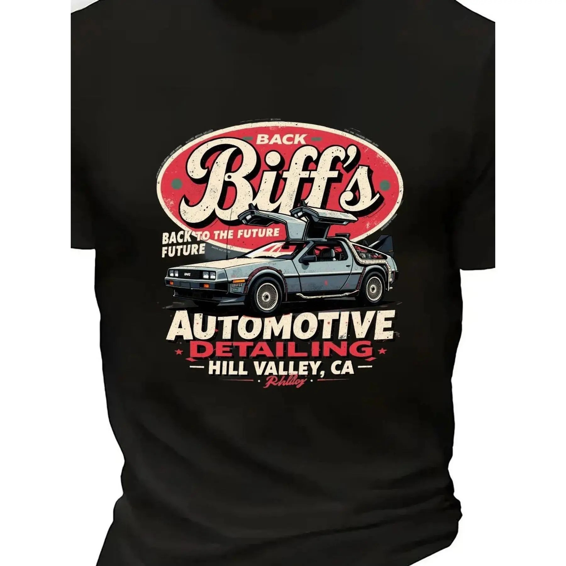 180gMen's Plus Size Back to the Future DeLorean Graphic T-Shirt - Retro Automotive Detailing Design, Stylish Short Sleeve Tee for Fans of Classic Movies, Perfect for Casual Wear and Everyday Style