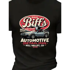Men's Plus Size Back to the Future DeLorean Graphic T-Shirt - Retro Automotive Detailing Design, Stylish Short Sleeve Tee for Fans of Classic Movies, Perfect for Casual Wear and Everyday Style