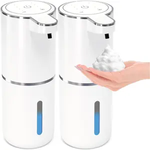 2 Pack Automatic Foaming Soap Dispenser,Touchless Foam Soap Dispenser,13.5oz Rechargeabled Wall Mounted Smart for Bathroom and Kitchen Dish Soap,Easy for Toddlers(White)