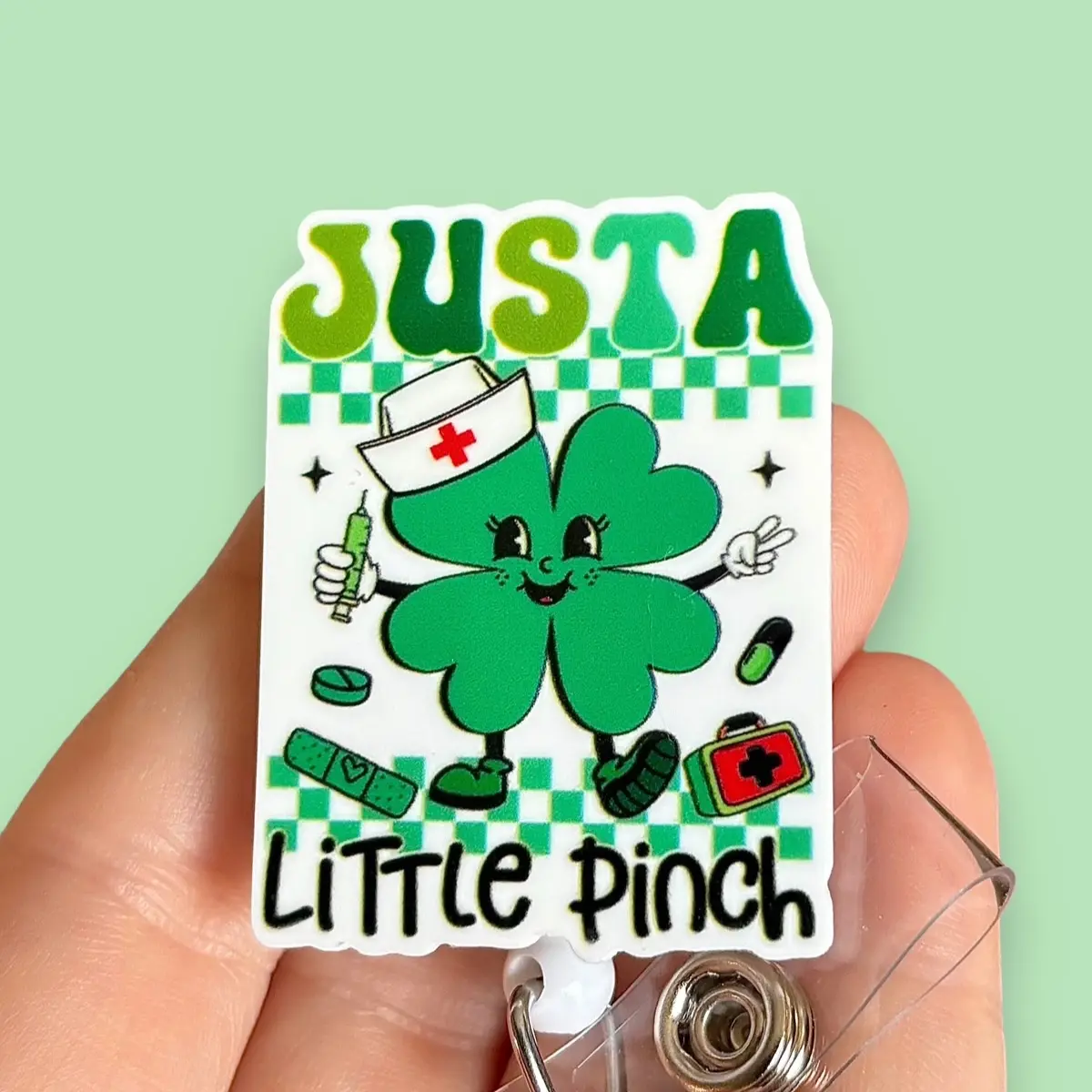 Glitter My Badge St.Patrick’s badge reel for nurse and hospital workers. Badge clip Badge pull - Retractable swivel clip with a 360 rotation. Great gift for coworker. Healthcare