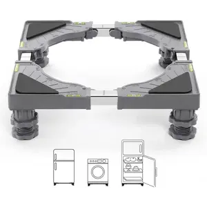 Mini Fridge Stand Adjustable Refrigerator Stand with 4   Universal Stand Base Washing Machine Stand Washer and Dryer Pedestals Multi-Functional Base for Appliance (Grey)