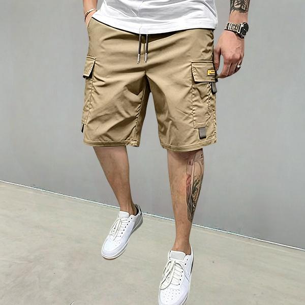 Men’s summer 4-piece set of solid-color cargo casual shorts made from comfortable, breathable fabric—ideal for hiking and camping, streetwear, sports fitness, and everyday outings.
