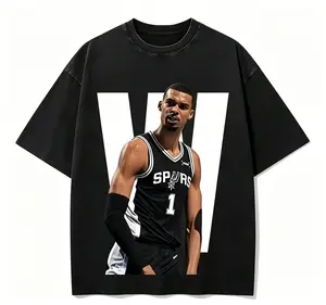 Wembanyama Spurs Youth Adult Shirt Vintage Basketball Tee Victor Wembanyama Graphic Sweatshirt Retro Sports Streetwear Fan Shirt Game Day Apparel Unisex Cotton Oversized Fit Camiseta Verano Gift for Basketball Fans USA Trend