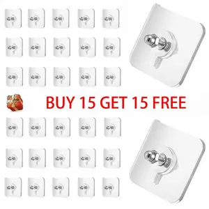 BUY 15 GET 15 FREE 30PCS No-Drill Self-Adhesive Traceless Picture Hangers - Strong Hold Hooks for Photos, Posters, Frames on Walls Organiser Hangable