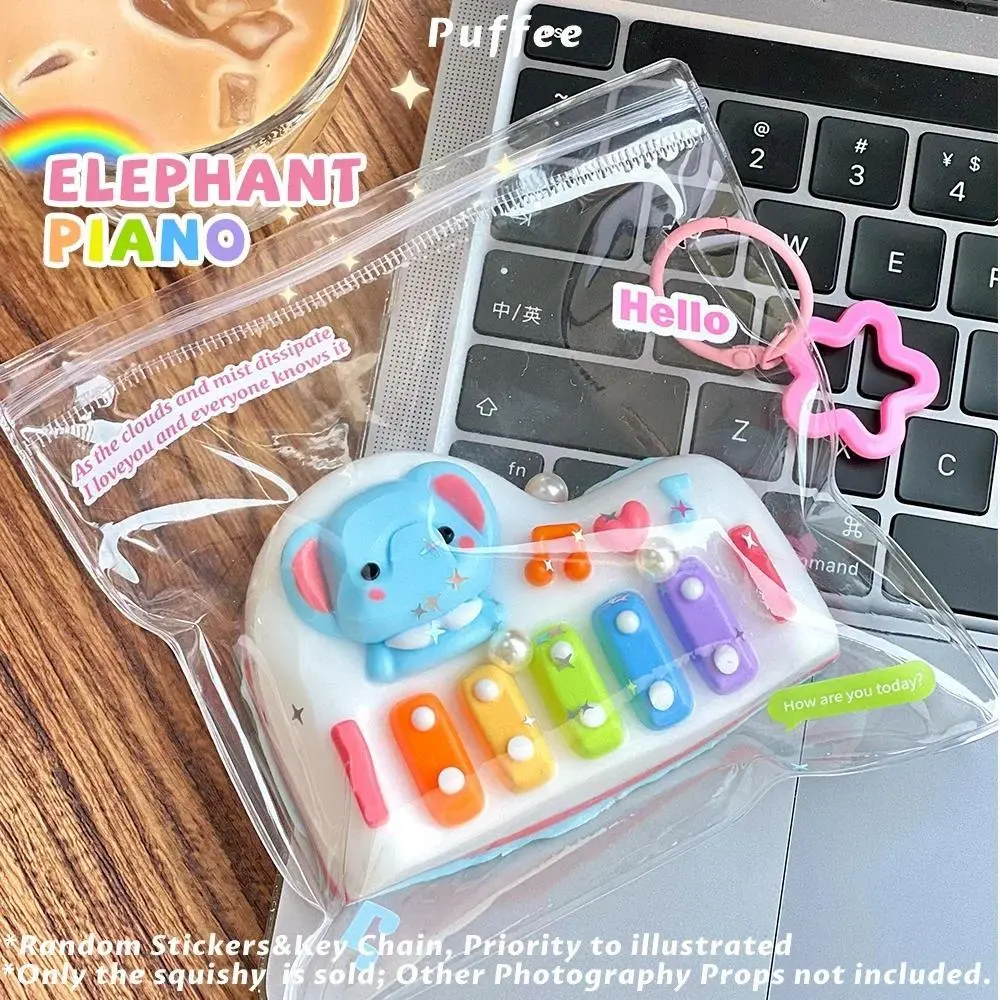 Elephant Piano Taba Squishy Toy, Cute Sticky & Slow Rebound, Original Design, Party Birthday Gift, Creamy Texture