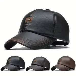Men's PU Leather Baseball Cap Outdoor Casual Spring Autumn Summer Adjustable Fit Stylish Design