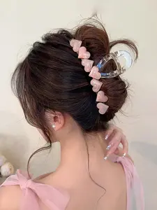 Cute Heart Design Large Hair Claw Clip Hair Clips for Women As Gift, Fashion All-match Hair Accessories, Elegant Easy Grasping Casual Versatile Hair Accessories for Women