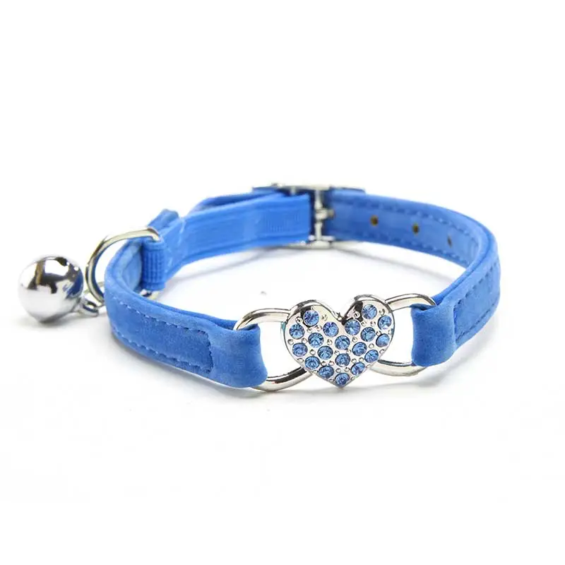 Glitter Heart Design Pet Collar, Pet Collar with Bell, Pet Collar with Heart Charm, Cat Collar, Dog Collar, Fashionable Pet Collar for Small Dogs and