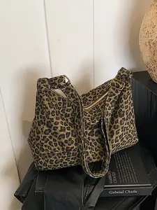 Spring Summer New Fashion Casual Large Capacity Leopard Print Adjustable Strap Tote Crossbody Bag Women's Commuter Soft Bag