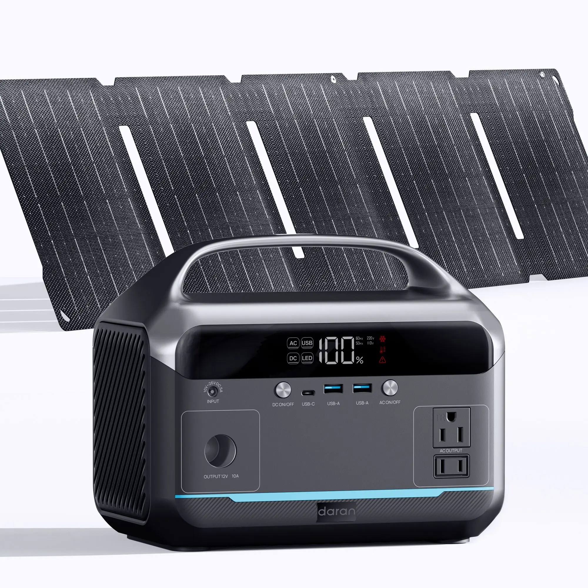 DaranEner NEO300L Compact LiFePO4 Portable Power Station - 288Wh, 350W, with 40W Solar Panel, Offgrid, Outdoor Battery, Portable Inverter, Solar Energy Storage Power Supplies for Camping, Home Backup, Offgrid Power Supplies