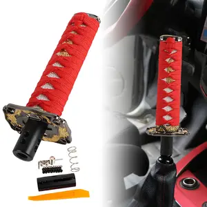 Brand New Universal 20CM Car Samurai Sword Red / White Automatic Gear Shift Knob Shifter Katana Metal