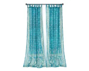 Light-Filtering Sari Curtains 84"/96"L Boho Curtains Boho Bed Canopy, backdrop sheer drapes Window Treatment For Living/Bedroom Customizable