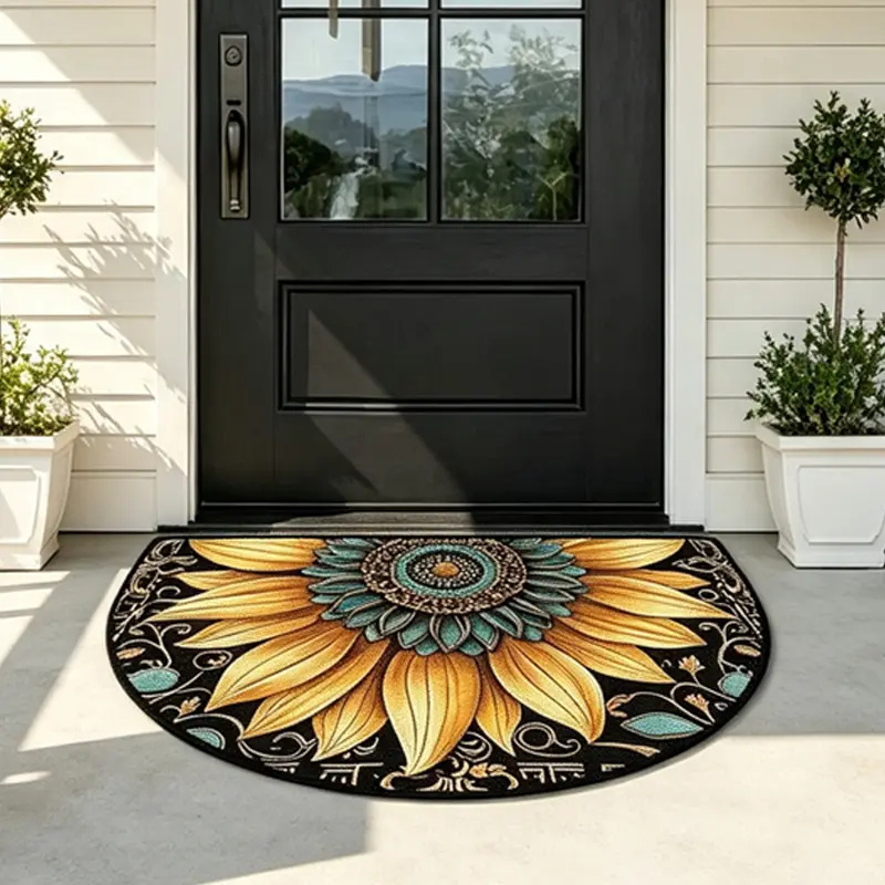1 Pack Sunflower Welcome Mat - Durable Non-Slip Indoor Outdoor Rugs for Entryways, Premium Flannel Soft Doormat, Vibrant Flowers Decor Floor Mat, Housewarming Gift, House Decor