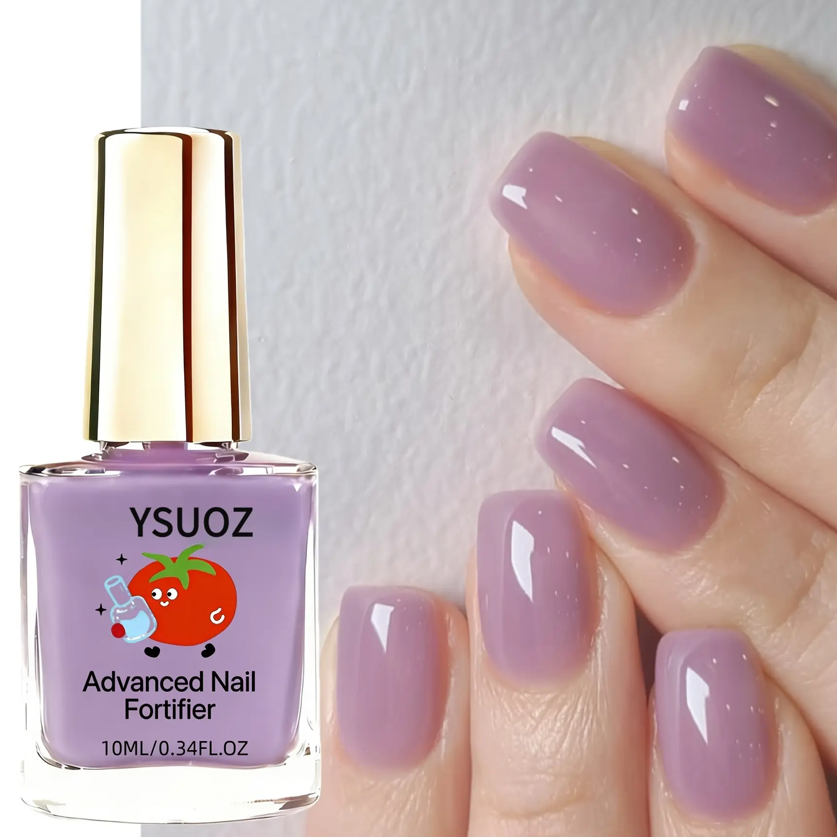 Natural Ice Purple Nail Strengthener Nail Polish - Quick-Drying, No Base Coat Needed, Long-Lasting Shine