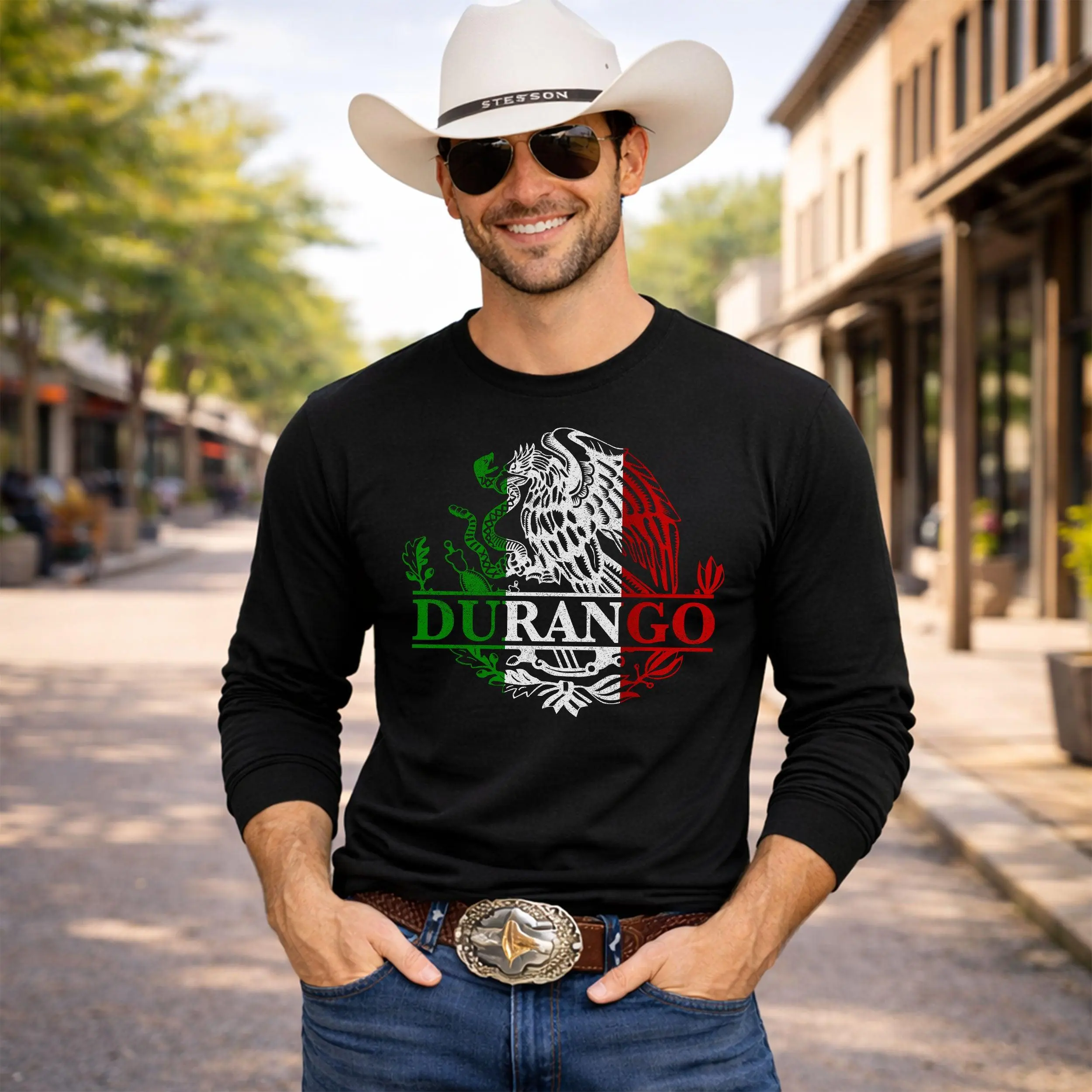 Durango Mexican Flag Eagle Long Sleeve T-Shirt