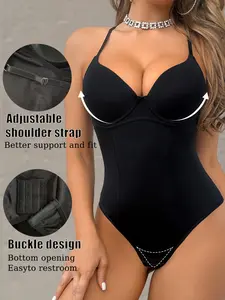 Tummy Control Shapewear Braided Triangle Panties, Adjustable Shoulder Straps, Enhances Bust & Buttocks, Women's Underwear