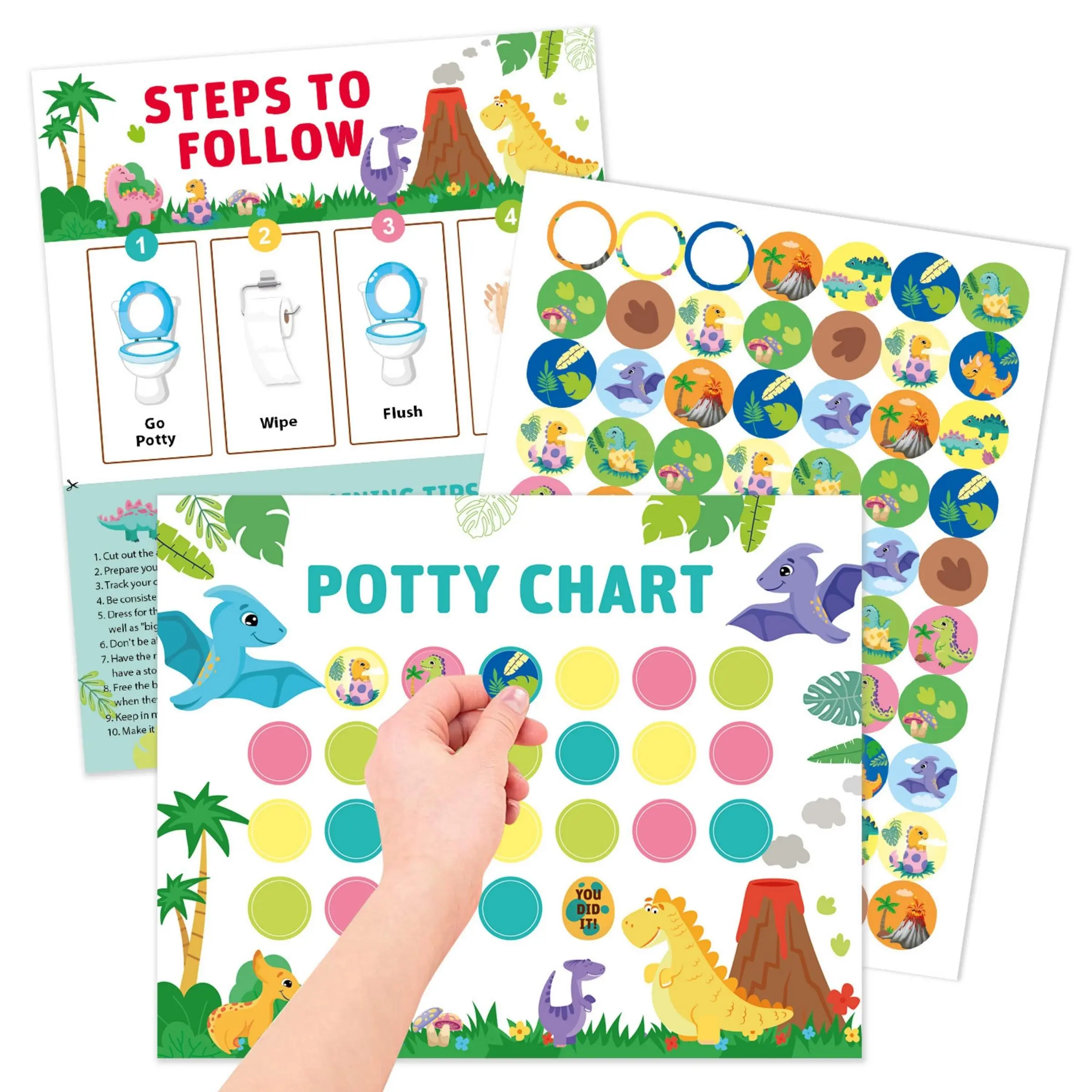 Cartoon Themed Potty Training Reward Sticker Sheet, 10pcs/set Cute Cartoon Pattern Potty Chart, Potty Success Reward Sheet, Funny Stickers, Includes Sticker, Sticker Packs, Office Stationery & Supplies