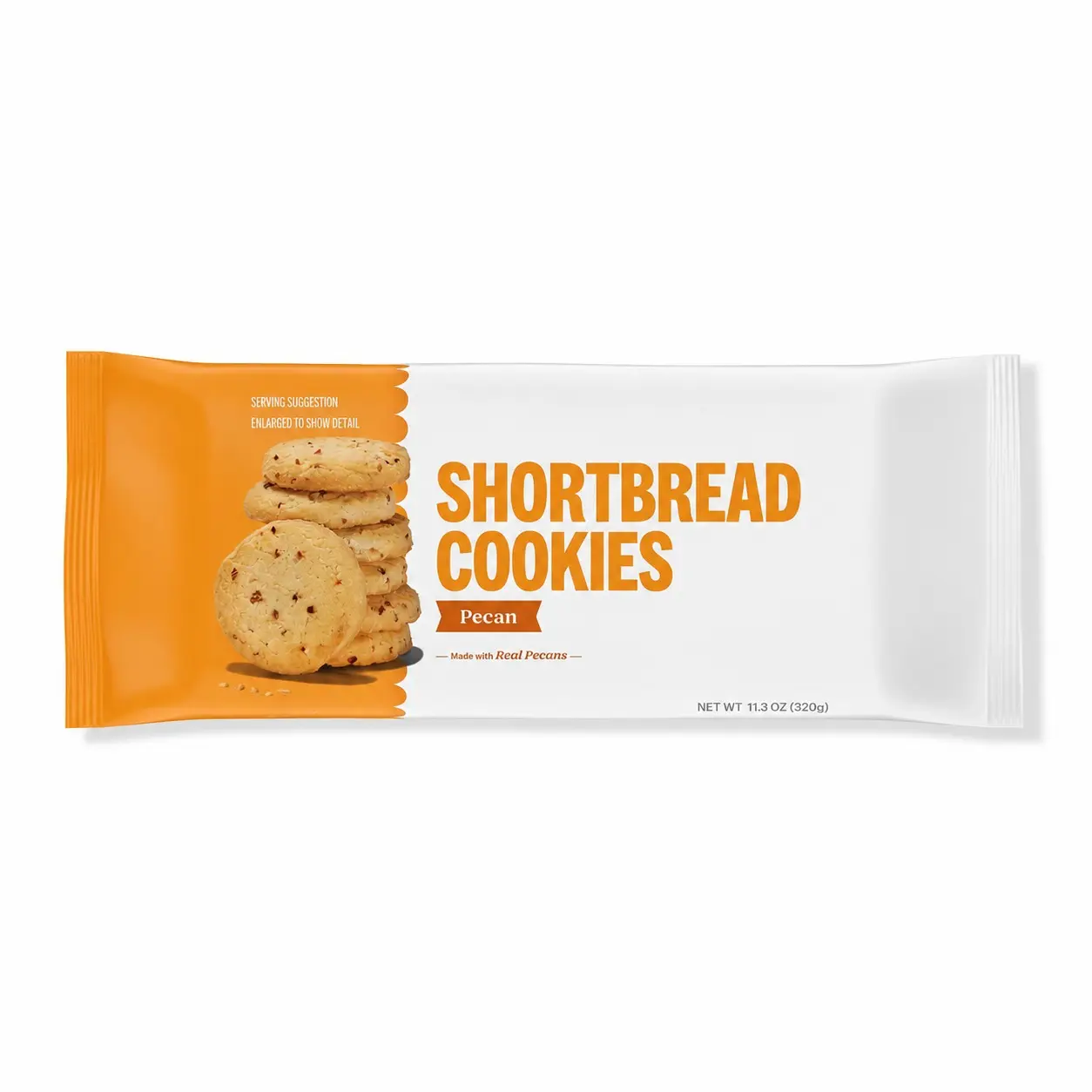 Classic Pecan Shortbread Cookies | Sweet & Crunchy Baked Snack (11.3 oz)