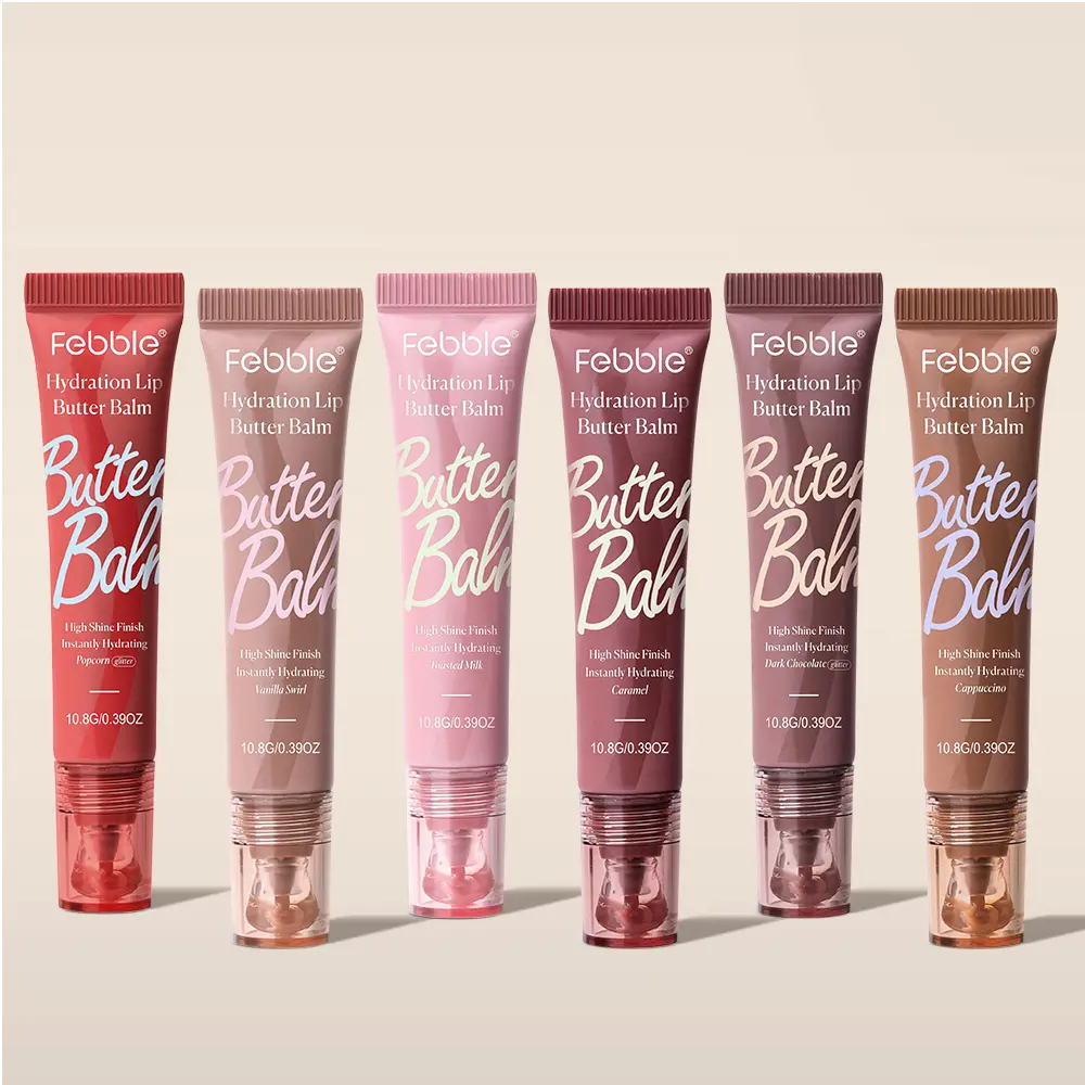 FEBBLE Squeeze Lip Butter Balm: Hydrate, Glossy, Lightweight, Moisturize & Tint with Shea Butter lip stain Moisturizing Oil Smooth Cosmetic