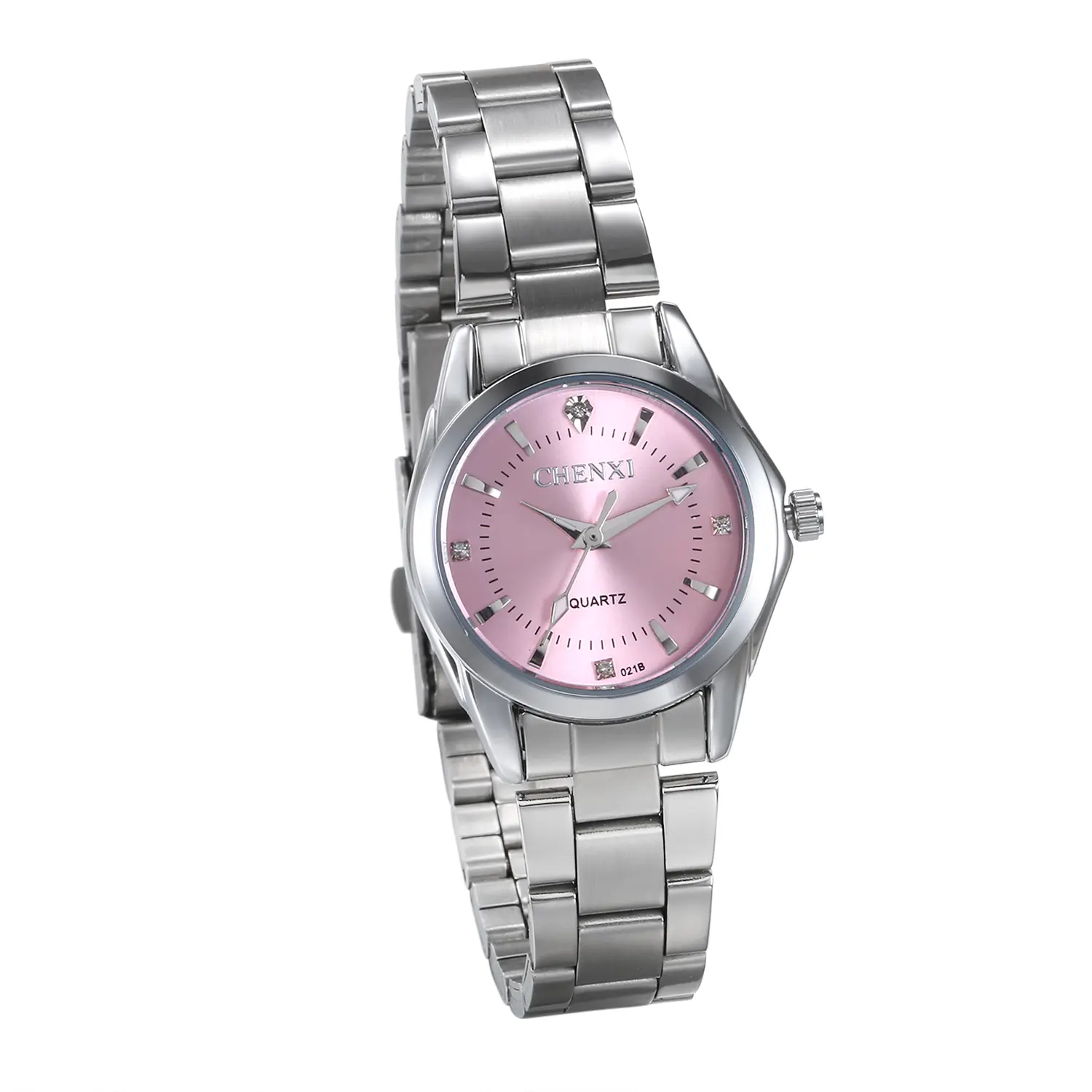 OIDEA Women's Blush Pink Rose Fashion Watch - Rhinestone Bar Scale Dial, Japan PC21 Movement, Stainless Steel, Fashion Quartz Watches, Bling, Dressy, Bling Quartz Watches