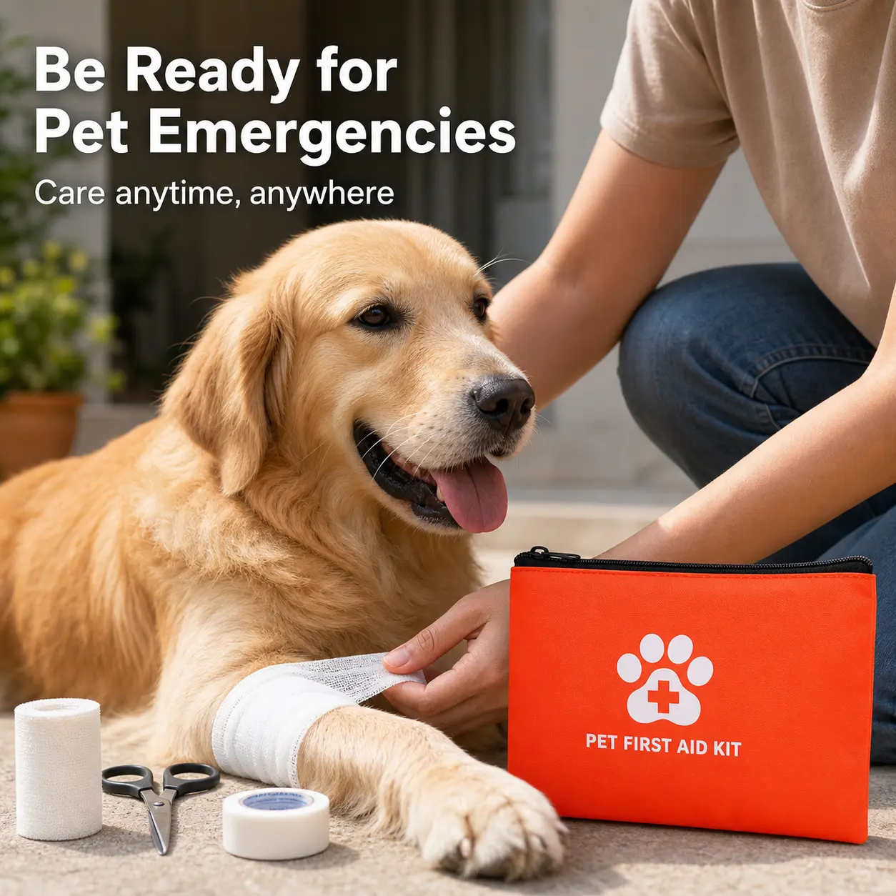 Portable Pet First Aid Kit with Zipper - Waterproof Backpack Pouch for Dogs, Cats, Pet Lovers, featuring Emergency Safety Care Supplies, Large Storage, Stable Design for Home, Travel