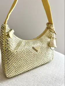 Pre-owned satin Shoulder Bags Prada Crystal Mini Re Edition 2000