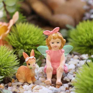 Mystical Fairy Tale Rabbit Figurines, Set of 2 Pcs, Ideal for Greenery Planters & Garden Decor, Enhance Fantasy Ambiance