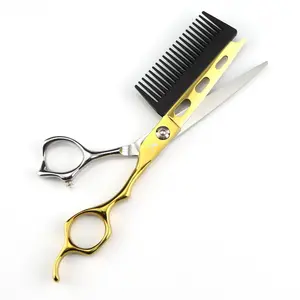 A Premium Hairdressing Scissor With A 6.0-inch Comb, Specially Designed For Hair Salons, For Cutting And Styling Hair. Haircare Blue