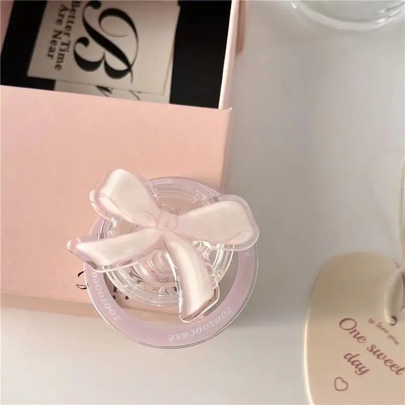 Ins Bowknot Support Stand, Air Cushion Cute Desktop Phone Holder, Magnetic Magsafe Adsorption Phone Stand