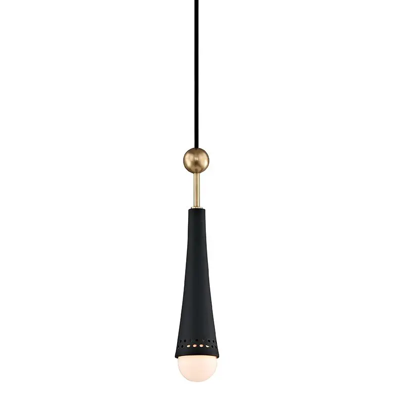 Tupelo Pendant Light - Modern Vintage Design with Aged Brass Finish and Off White Glass Globe Shade