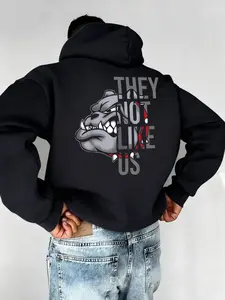 Bulldog Graphic Cotton Hoodie, Streetwear Casual Fitted Sweatshirt, Long Sleeve, Comfortable Home Wear, Perfect for All Seasons, Ideal for Tiktok Style