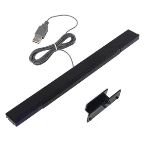 USB Sensor Bar for Wii, Replacement USB Wired  Ray Sensor Bar for  Wii, Wii U, Includes Stand, Black