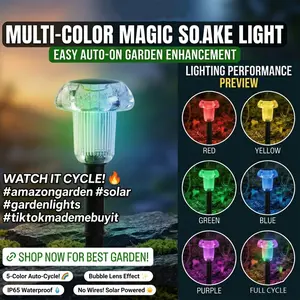 ROOMART [Viral Glow] Magic 5-Color Solar Garden Lights - Auto Color-Cycle Bubble Lens Path Lights, IP55 Waterproof & Solar Powered (Pack of 4) solarlight