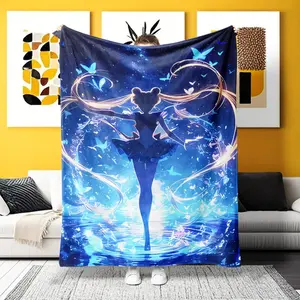 A Multi - Purpose Enchanting Sailor Moon Silhouette Flannel Blanket – Ultra - soft for home, camping, office. Perfect for anime lovers who adore vivid, cosmic - themed character designs and cozy luxury. Cozy Chic Blanket
