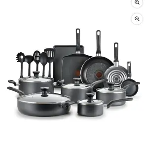 T-fal Easy Care, 20 Piece Non-Stick Pots and Pans Cookware Set, Grey