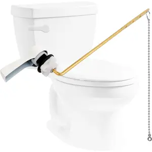 Universal Front Mount Metal Toilet Handle Replacement Kit, Brass Toilet  Flush Lever with Stainless Steel Adjustable Flapper Chains for  Toilets, White