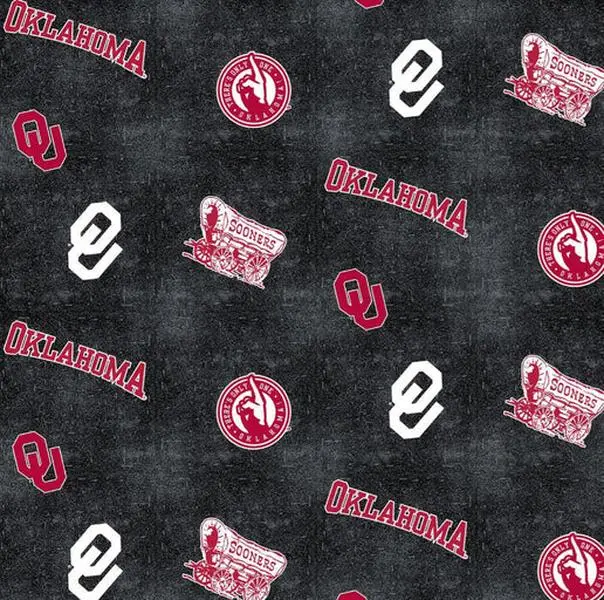 Fabric Sykel Enterprises University of Oklahoma Distressed Logo Flannel by the Quarter Yard OU1152