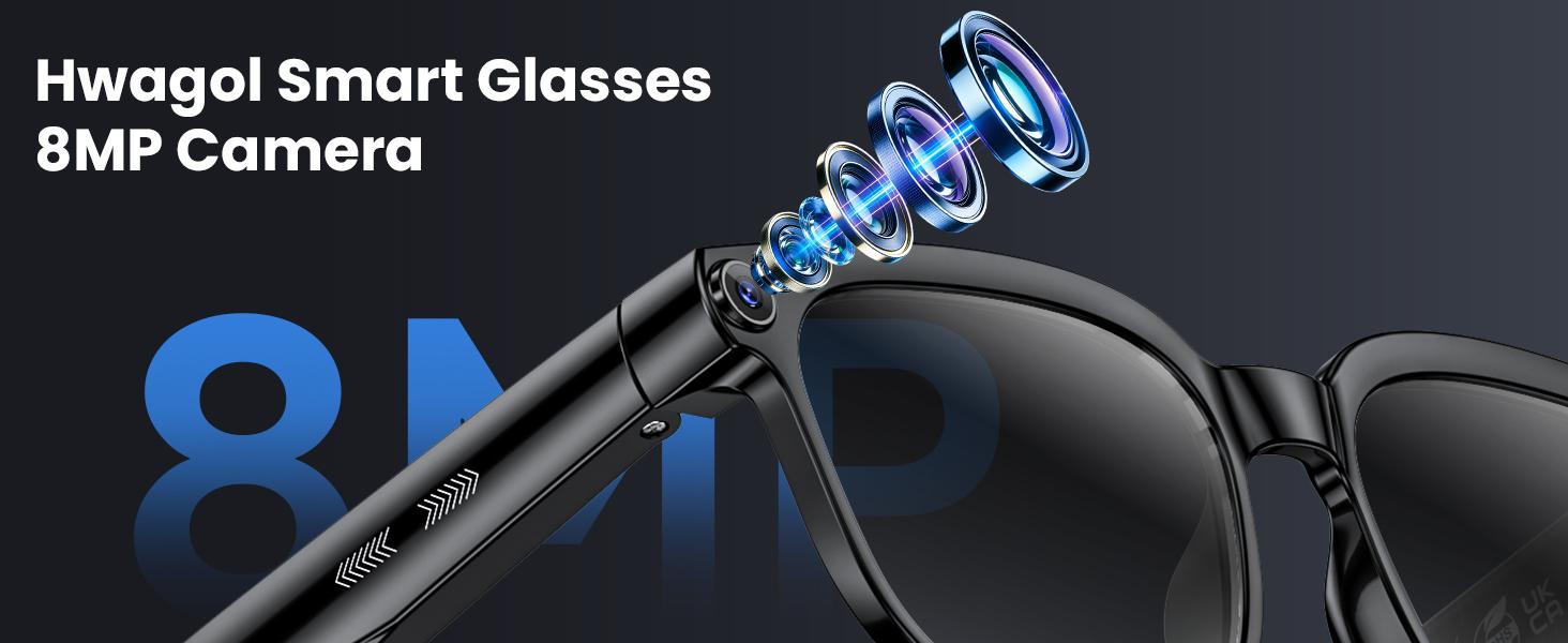 Smart Al Camera Glasses with 8MP Photochromic Lenses ,Button Touch Adjustment for Travel Outdoor Adventures Hands-Free Photography 160+Languages Real-Time Translation Bluetooth Wireless Wearable Video Recording UV Protection