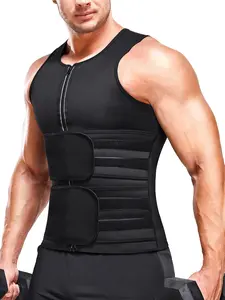 Men's Shapewear Vest Waist Compression with Dual Layer Velcro Closure, High Elasticity Breathable Fabric, Soft Comfortable Fit, Easy Wear Zipper Design