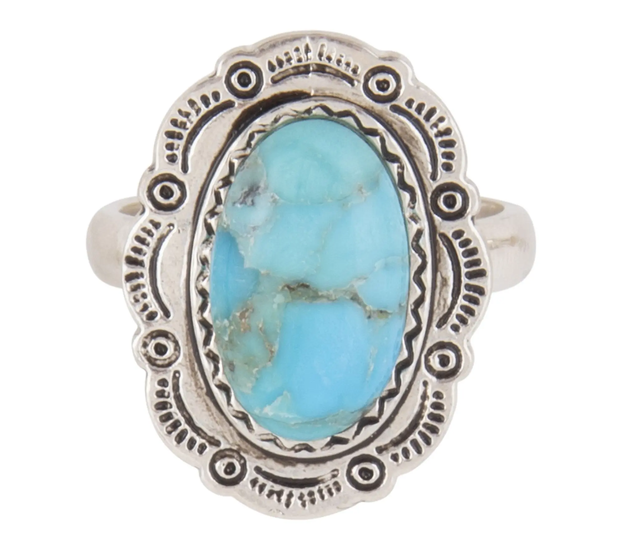 Barse Artisan Crafted Bronco Blue Turquoise Concho Ring
