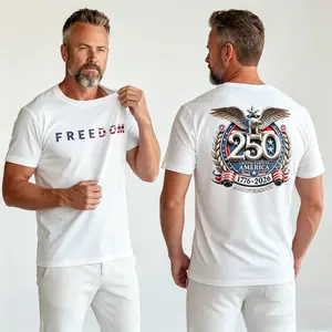 Men's T-shirts Freedom 250th Anniversary Shirt, USA 250 Years Independence Apparel, 1776–2026 America Anniversary, Patriotic Freedom,Casual Summer T-Shirt with Crew Neck,