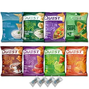 Quest Protein Chips Variety Pack 8 Flavors + 4 MIMM Mints High Protein 18-20g Per Bag Keto Snacks Baked Crunchy Gluten Free Low Calorie Healthy Gift Snack Box