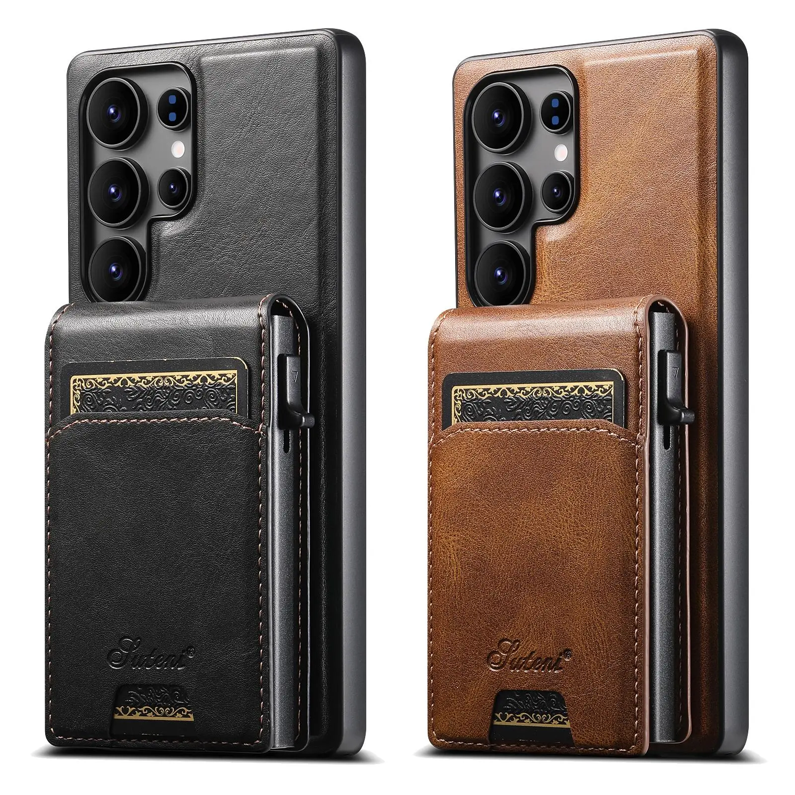 Glam Hyperrealism Luxury PU Leather Smartphone Cover - Cellphone Wallet Protector with Fin Magnetic Wireless Charging, Card Slot for Samsung S26 Ultra, S25 Plus, S24, S23 Devices (Mobile Phone Accessory)