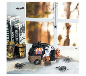 Glitzhome 9.25''L Halloween Lighted Camper CarTable Decor
